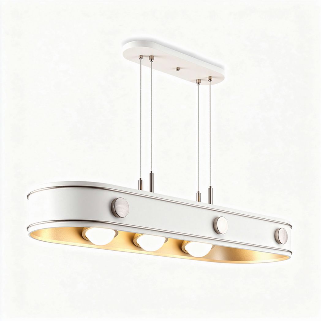 Lampa wisząca z trzema żarówkami biała metalowa 50 x 15 x 10cm
