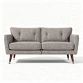 Sofa dwuosobowa z szaro-beżowej tkaniny 180 x 90 x 75cm z drewnianymi nogami